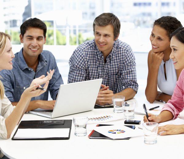 Mixed group in business meeting Mixed group in business meeting